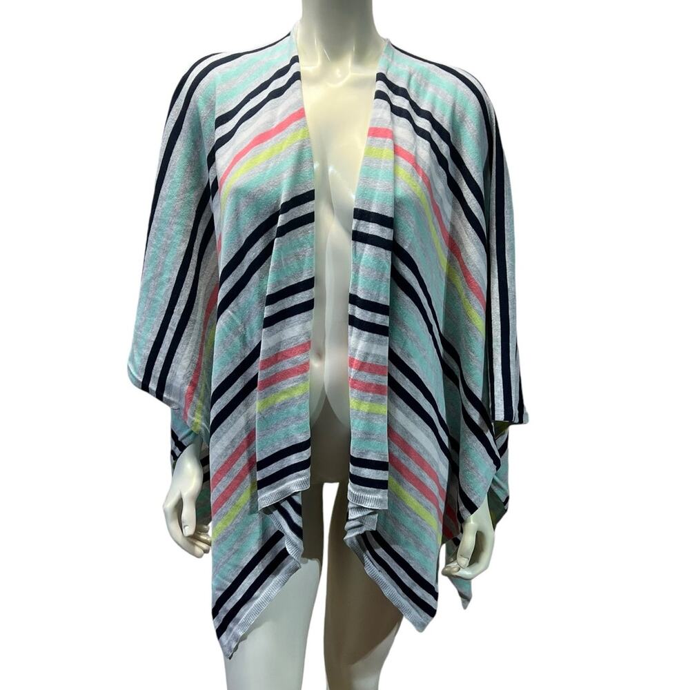 Talbots Striped Cape Poncho One Size Classic Cozy Layer